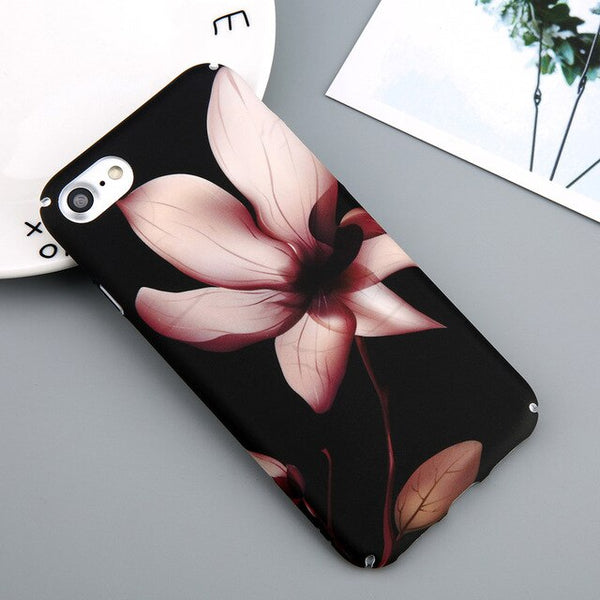 Phone Case For iPhone 6 6s 7 8 Plus X XR XS Max 5 5s SE Cartoon Beautiful Flower Tropical Leaf Hard PC