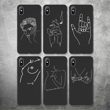 Phone Case For iPhone 6 6s 7 8 Plus X XR XS Max 5 5s SE Fashion Abstract Art Lover Face Soft TPU