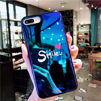 Blue Ray Phone Case For iPhone 6 6s 7 8 Plus X XR XS Max Cute Cartoon Love Heart Letter Smile Soft TPU
