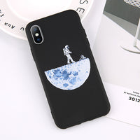 Phone Case For iPhone 6 6s 7 8 Plus X XR XS Max Fashion Cartoon Planet Simple Painted Soft TPU