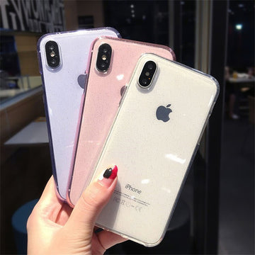 Phone Case For iPhone 6 6s 7 8 Plus X XR XS Max Fashion Glitter Bling Powder Clear Soft TPU