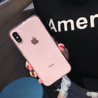 Phone Case For iPhone 6 6s 7 8 Plus X XR XS Max Fashion Glitter Bling Powder Clear Soft TPU